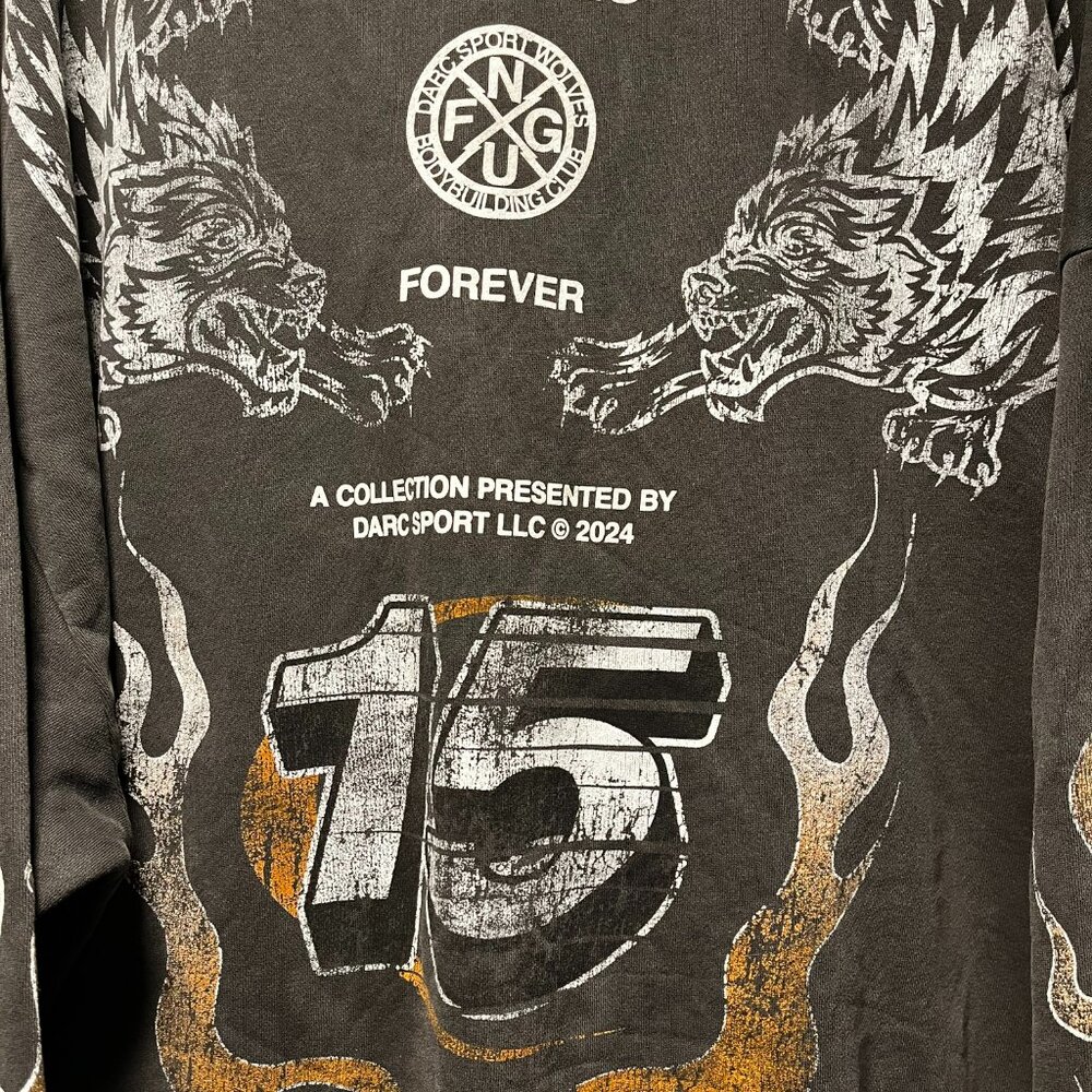 DARC SPORT "Wolves Forever" Zipper Gray Heavyweight Zipper Hoodie - Picture 3 of 7
